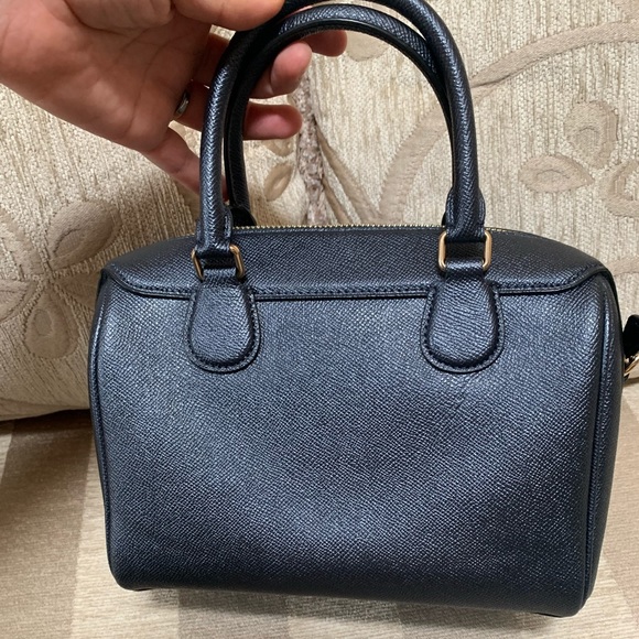 Coach Leather Bennett Satchel Metallic Denim Authentic - Picture 2 of 11